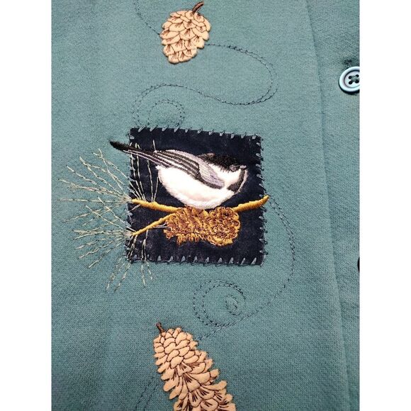 VTG Wild Birds Sweatshirt Women XL No Size Tag Artisans Chickadee Nuthatch Jay - Picture 5 of 13
